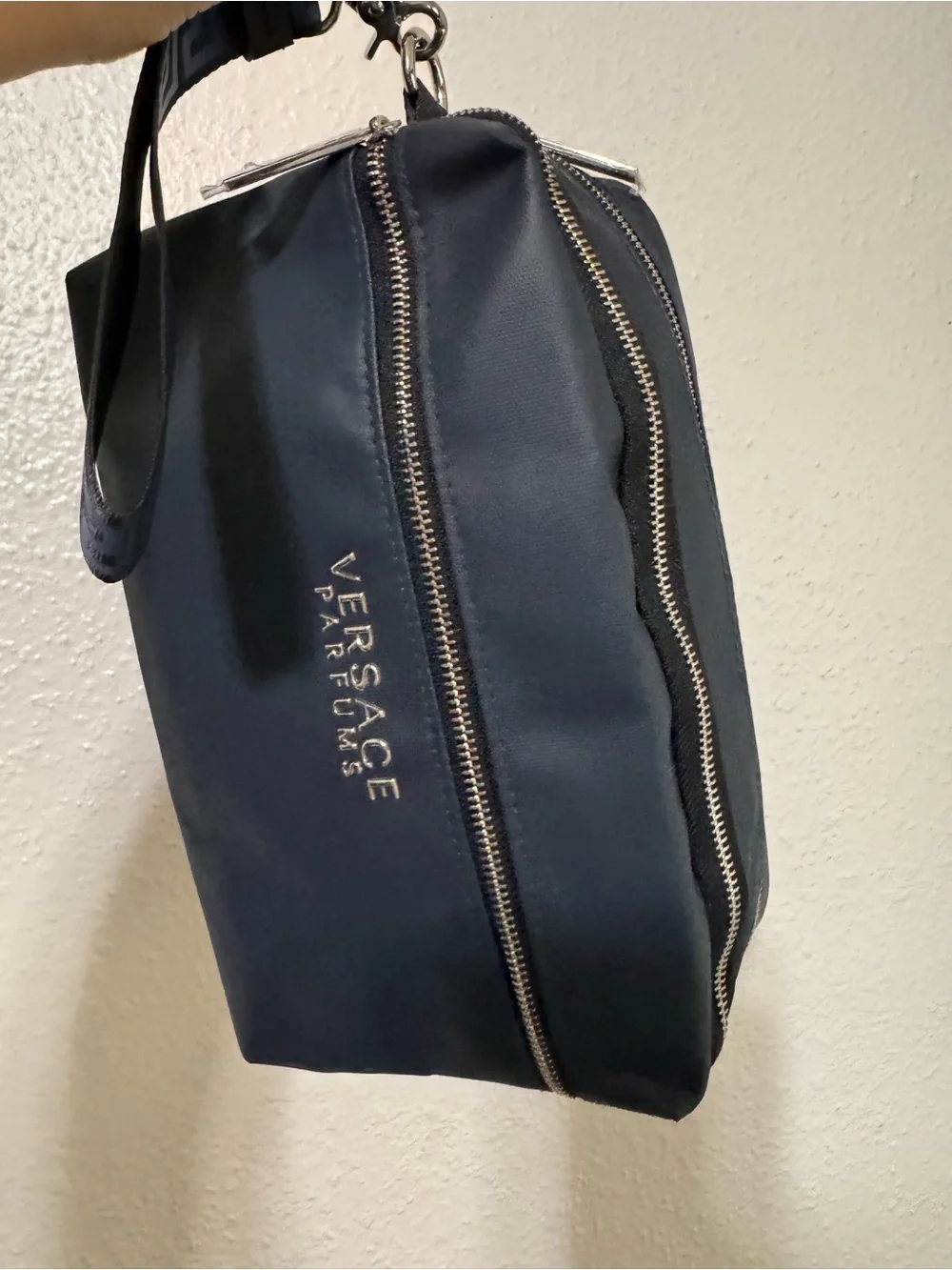 Versace Navy and Blush Pink Cosmetic Pouch Duo